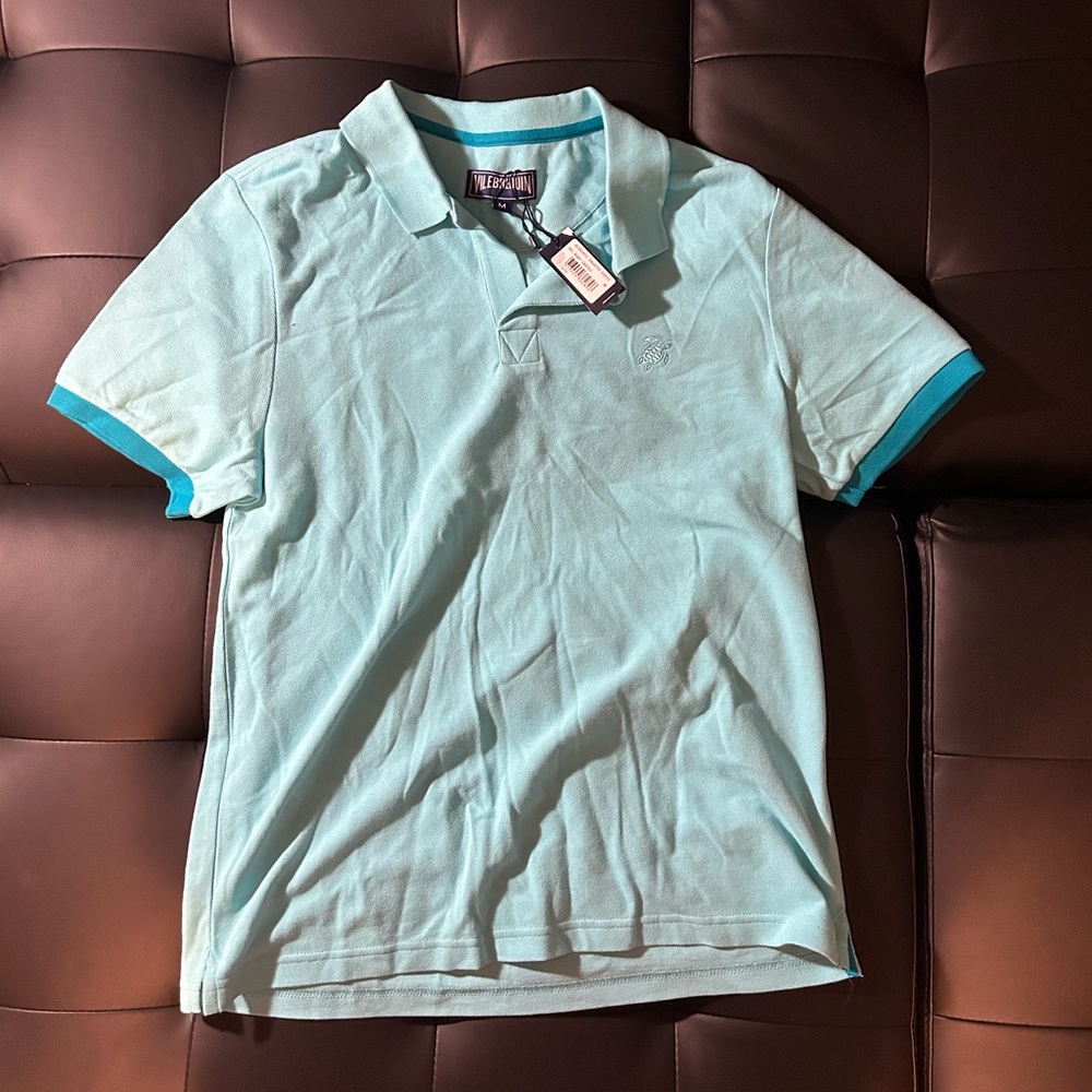 Vilebrequin Mens Light Blue Golf Polo Shirt Size M Casual Short Sleeve Cotton